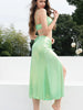 Mint Green Rhinestone Halter Bikini Set