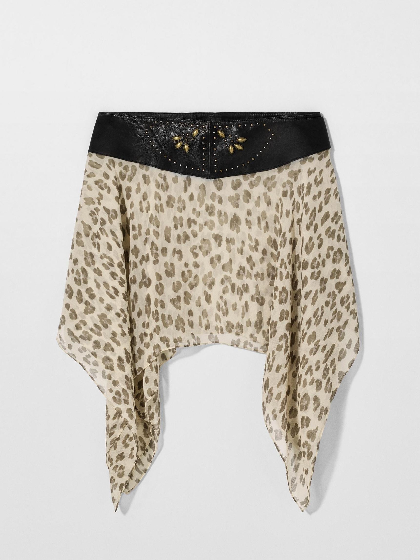 Leopard Print Irregular Mini Skirt