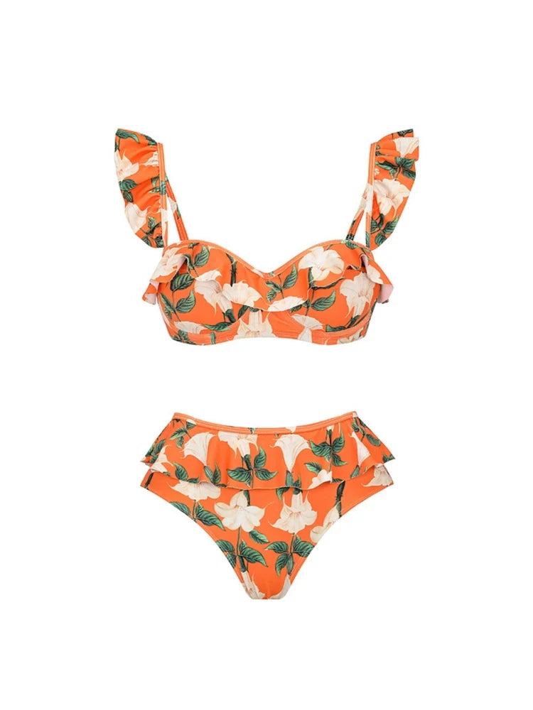 Ruffle Floral Bikini Set