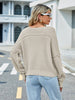 V-Neck Solid Color Off-Shoulder Knit Sweater