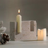 Dual Travertine Taper Candle Holder