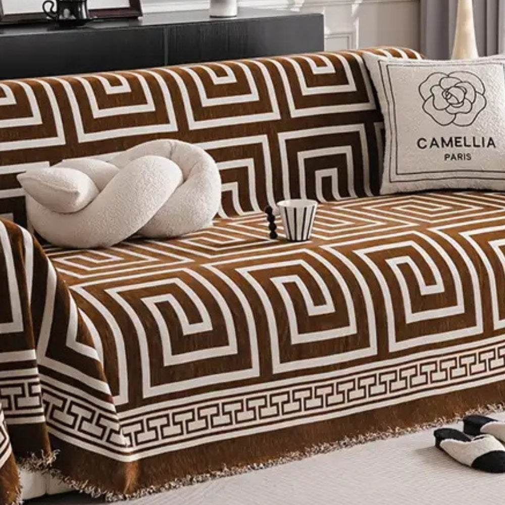 Meander Tassels Chenille Sofa Cover