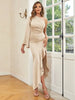 One-Shoulder Satin Ruffle Dress