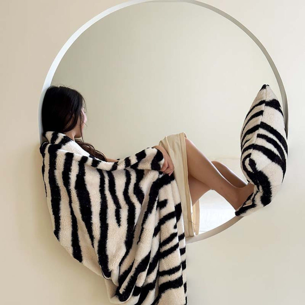 Zebra Print Luxe Faux Fur Blanket