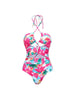 Print Cutout One Piece Swimsuit Set