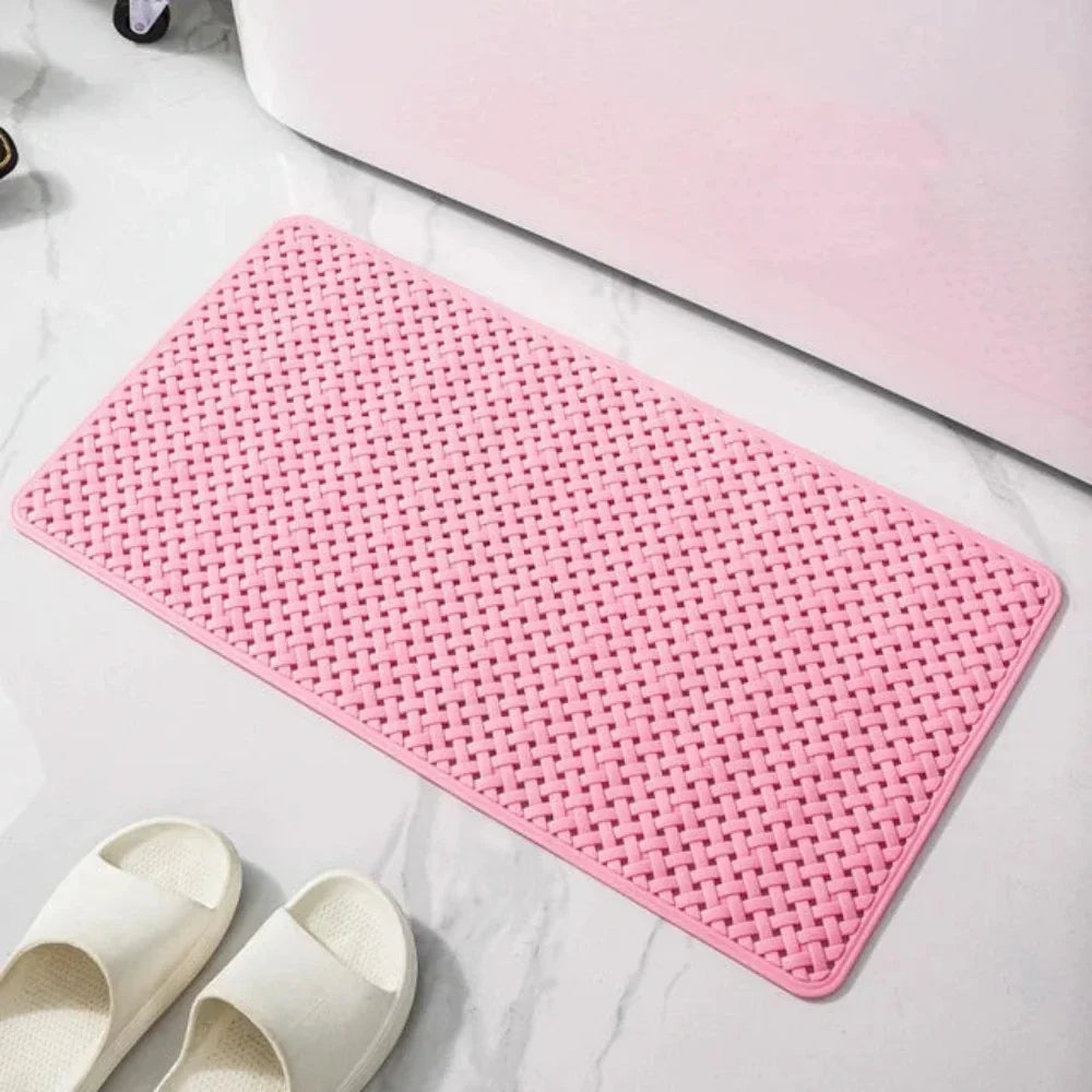 Non-slip grey bathtub mat with drainage holes – anti-skid shower floor mat for safe bathroom use