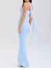 Blue Strapless Bodice and High Waist Skirt with Tie Set