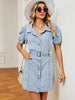 Belted Washed Denim Dress