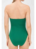 Green 3D Floral Strapless Swimsuit