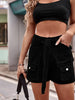 Belted Utility Denim Cargo Shorts