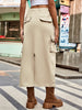 Drawstring Denim Cargo Midi Skirt