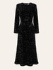 Sequin Decorated Velvet Midi Dress In Black