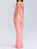 Pink Strapless Bodice and High Waist Skirt with Tie Set