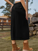 Tie-Waist Split Denim Skirt