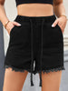 High-Waisted Drawstring Denim Shorts