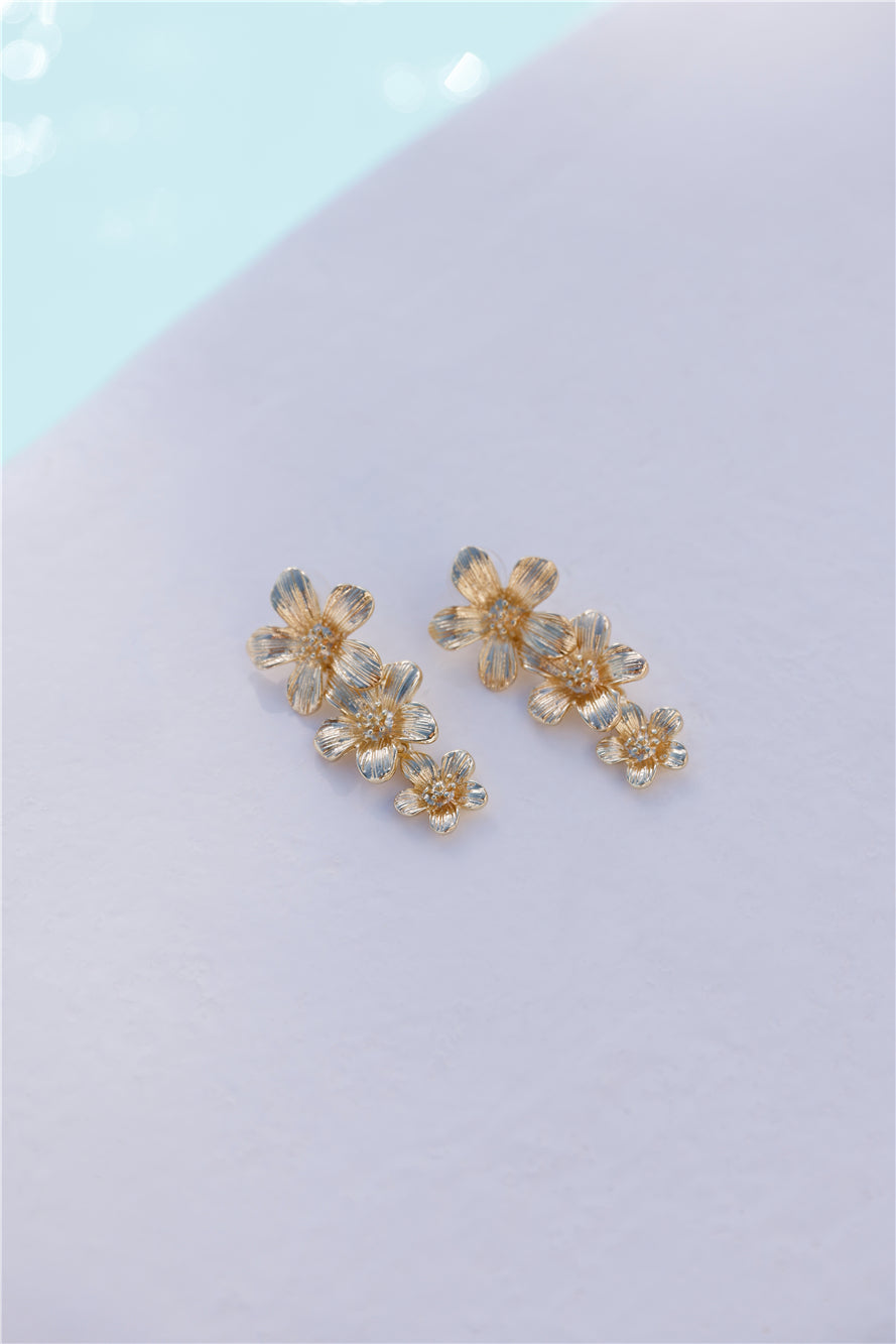 18k Gold Plated Hibiscus Earrings Gold