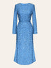 Sequin Decorated Velvet Midi Dress In Blue