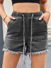 High-Waisted Drawstring Denim Shorts