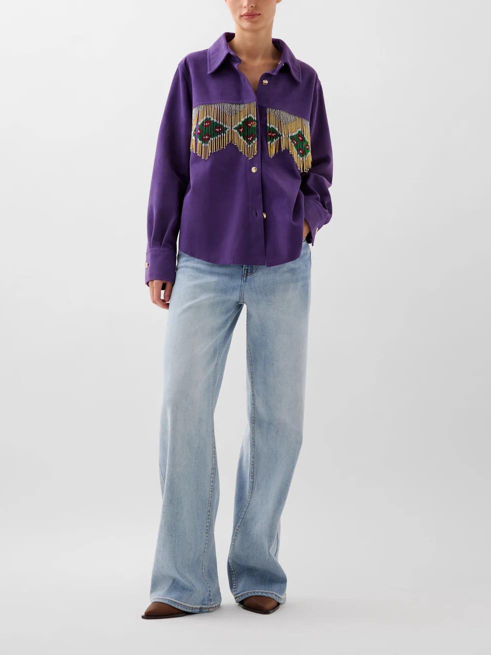 Beaded Fringed Suede Shirt