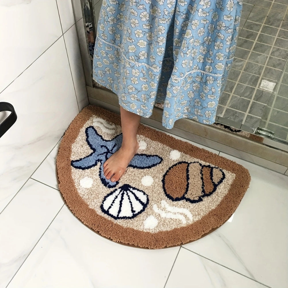 Fluffy Semicircle Non-Slip Bath Mat