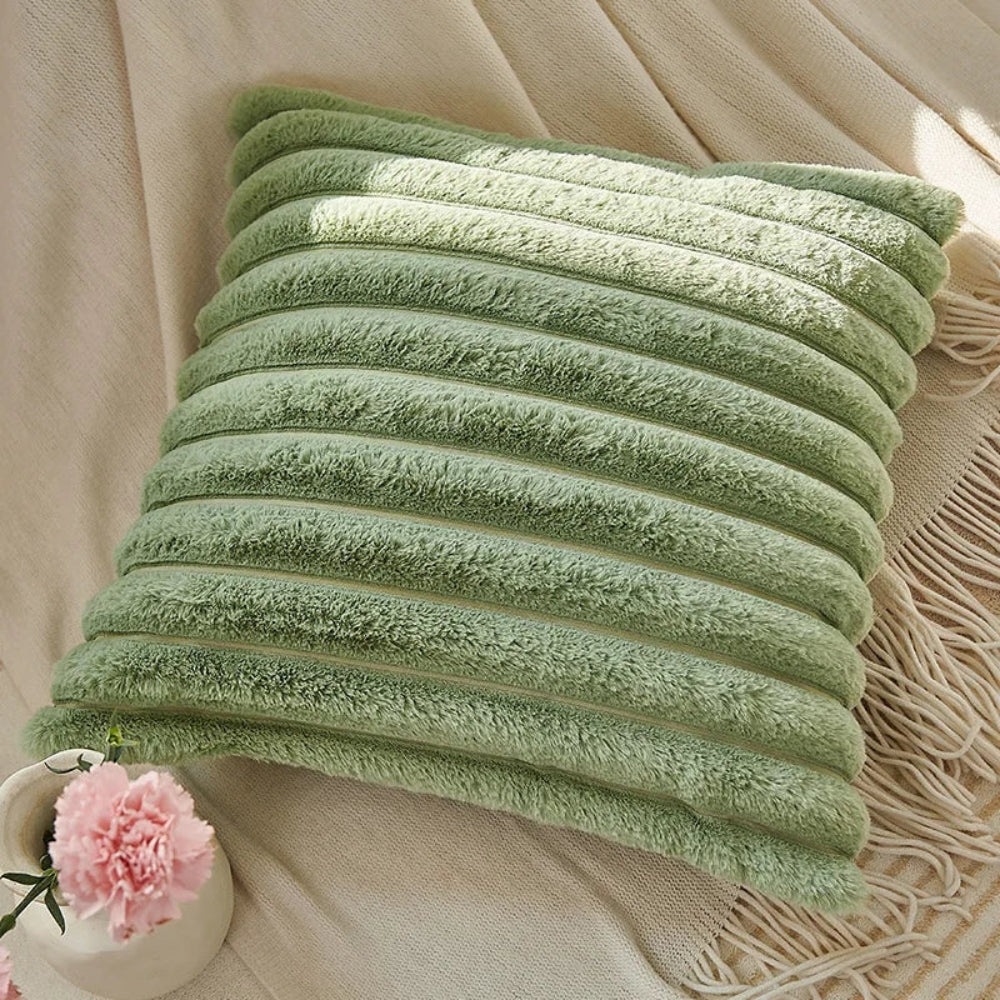 Green Fluffy Cushion Cover