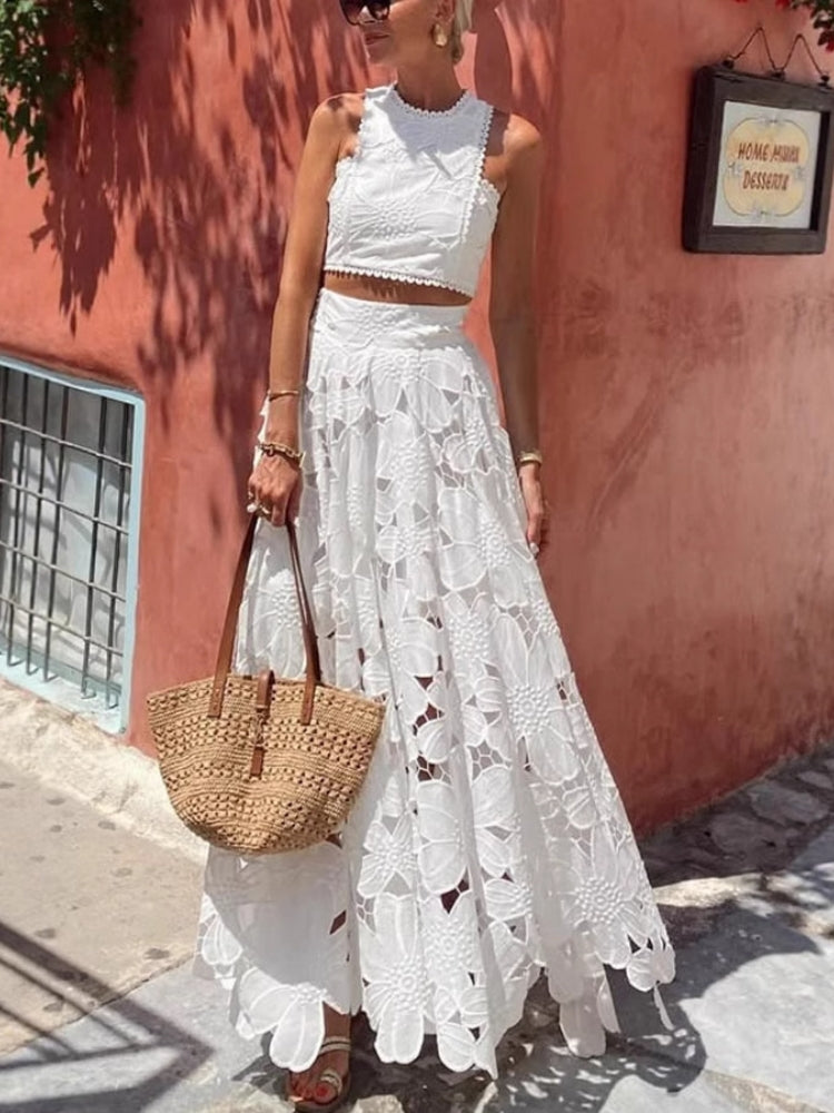 Hollow Out Tank & Skirt Set