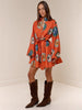 Patchwork Stand-Collar Dress