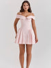 Ballet Pink Off-Shoulder Spaghetti Strap Mini Dress