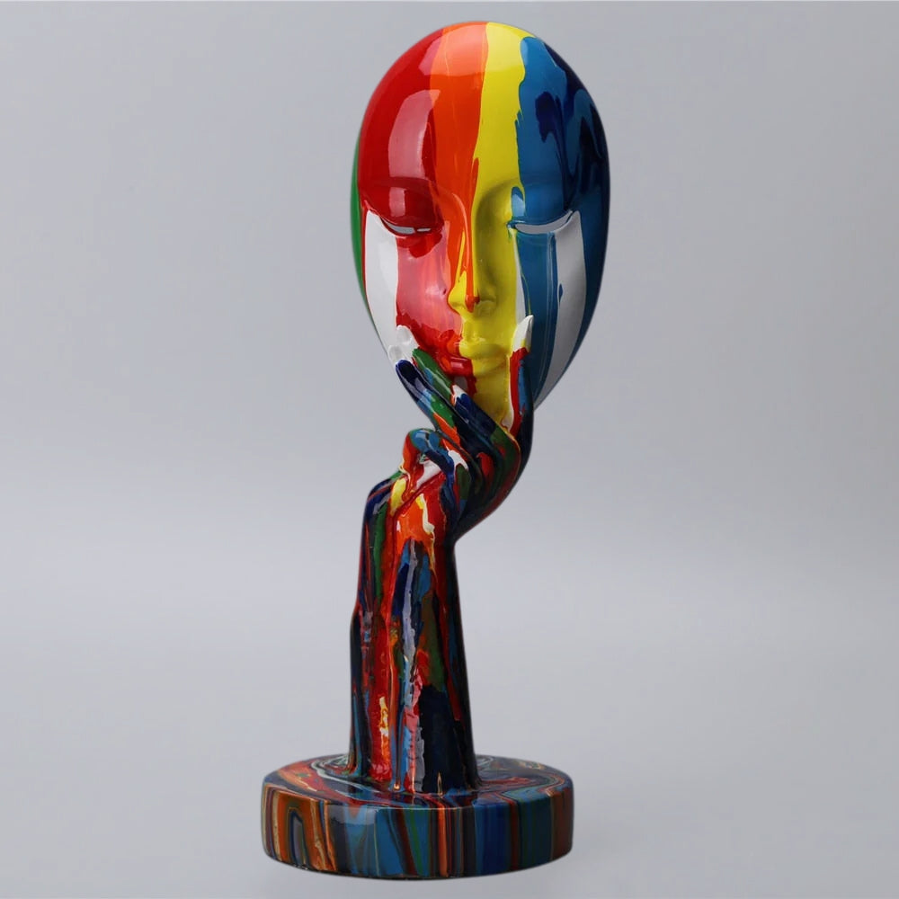 Female Thinker Colorful Art Sculpture