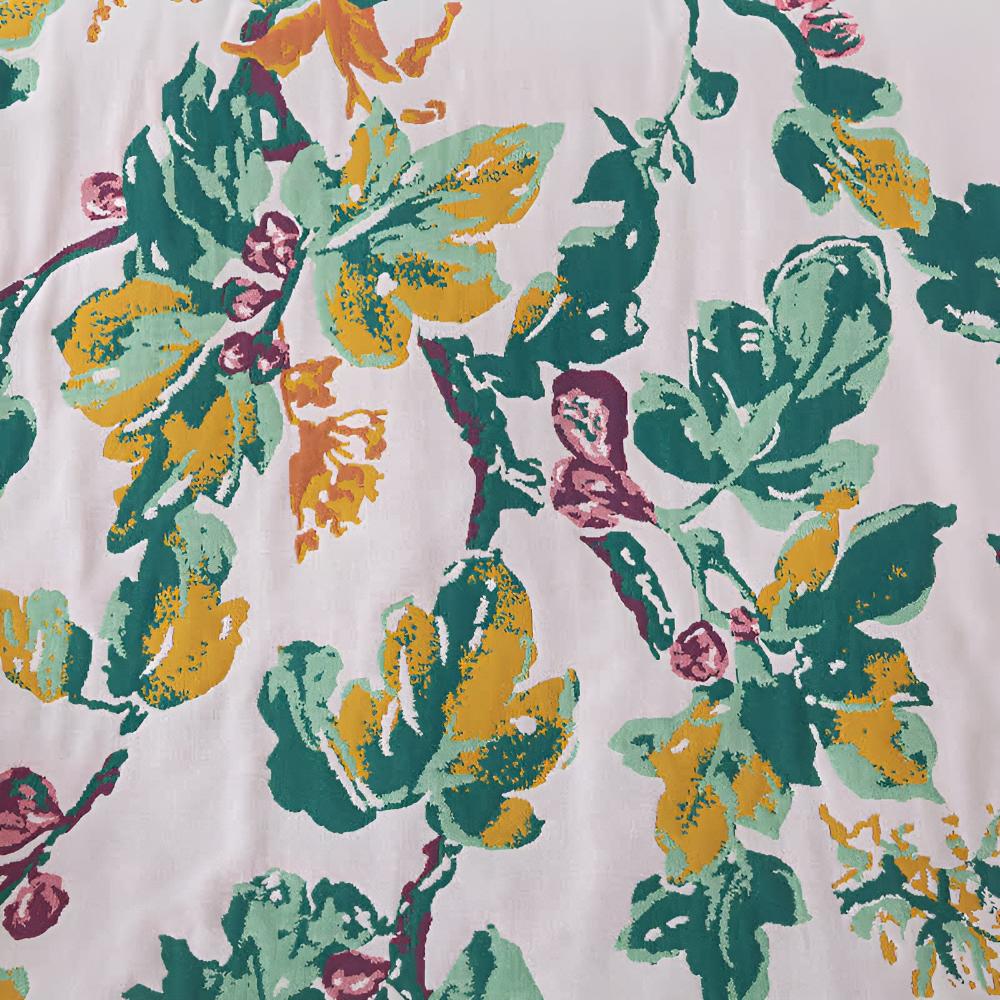 Soft decorative throw blanket with bold yellow and blue floral leaf print, lightweight cozy sofa couch cover