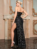 Strapless Bodycon Side-Slit Evening Gown