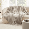 Luxury faux fur blanket in ivory white, soft and cozy throw for bedroom or living room winter decor