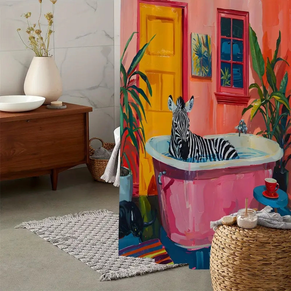 Playful Pink Zebra Curtain