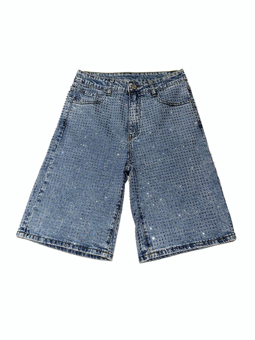 Light Blue Denim Sparkling Shorts