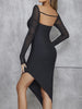 Sexy Bandage High Collar Mesh Dress