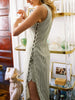 Seersucker Olive Midi Tunic Shorts Sets