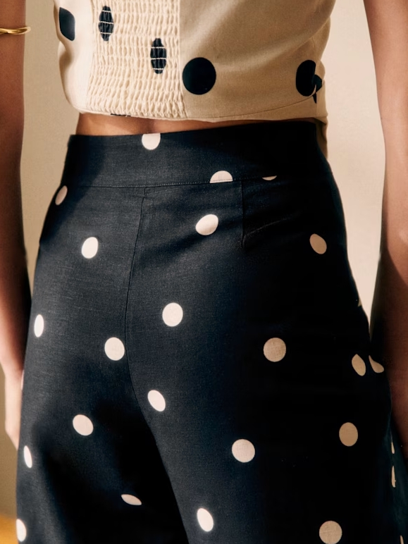 Downey Contrasting Polka Dots Pants Set