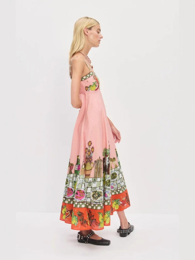 Sexy Linen Print Dress