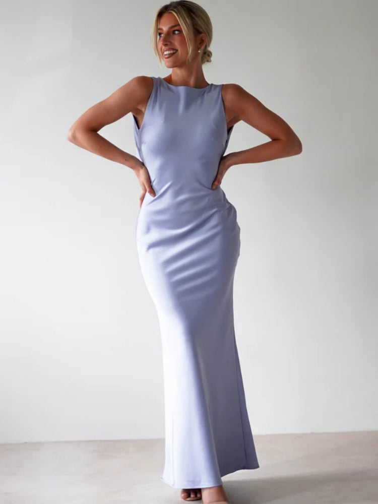 Solid Slim Sleeveless Dress