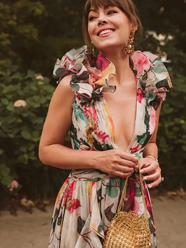 3D Floral Cutout Swimsuit One Piece Set