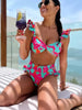 Ruffle Floral High-Waist Bikini Set