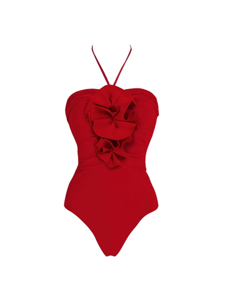 Strappy One-Piece with Removable 3D Floral