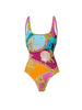 Colorblock Cartoon Print One-Piece Swimsuit