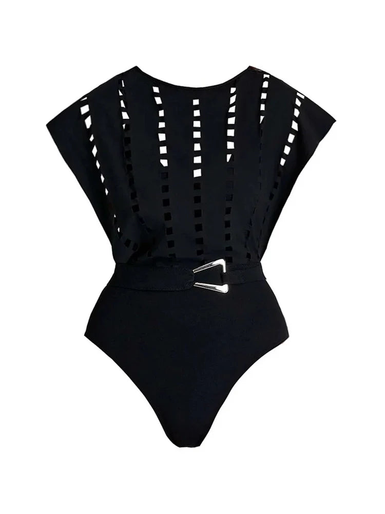 Sexy Cutout Swimsuit with Mini Skirt Set