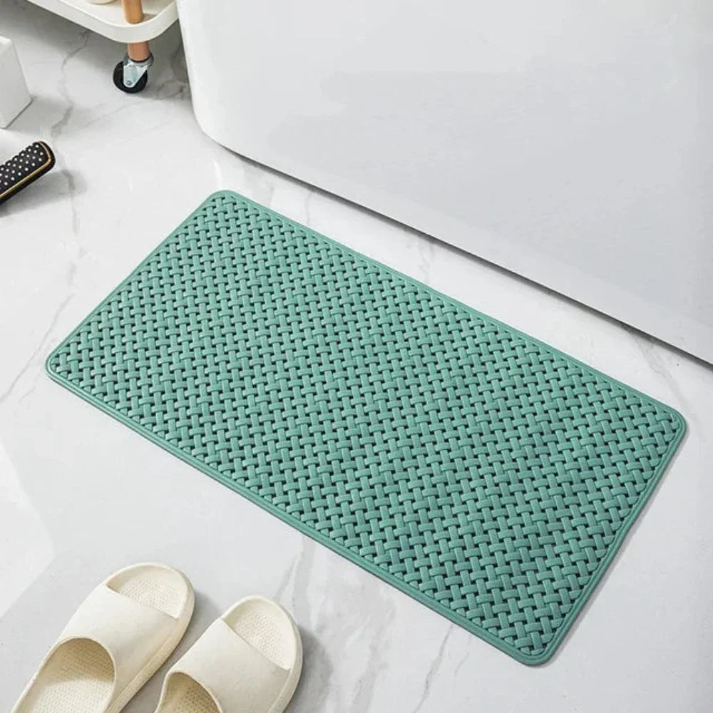 Non-slip grey bathtub mat with drainage holes – anti-skid shower floor mat for safe bathroom use