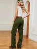 Retro Elastic Waist Denim Cargo Pants