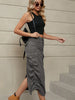 Utility Denim Midi Skirt