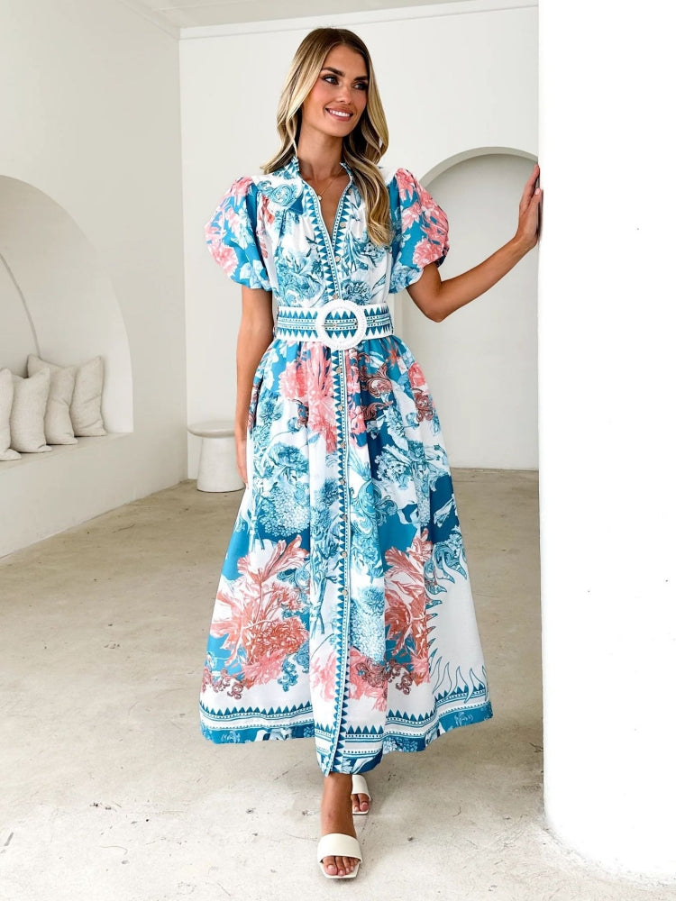 Positioning Tie Print Dress