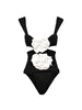 3D Floral Black Swimsuit Set