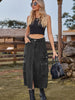 American Style Elastic Waist Denim Skirt